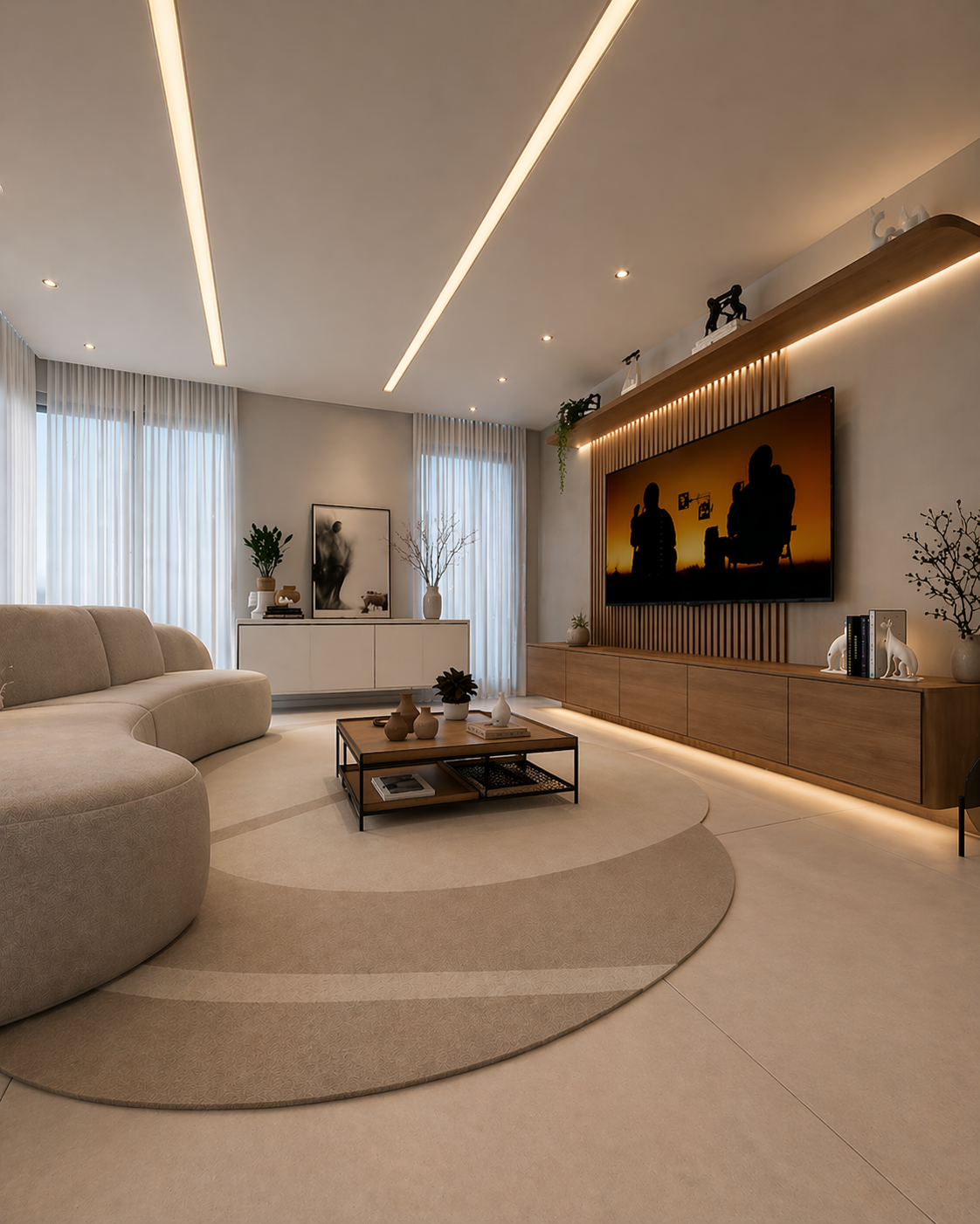 SketchUp — wireframe da sala de TV