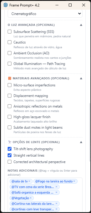 Opções avançadas